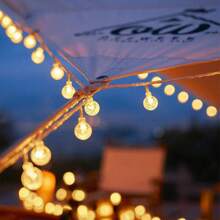 1pc 10/20/40/80 LED Crystal Ball String Lights, Warm White, Battery Operated, For Holiday Party, Romance, Bedroom, Home & Tent Decor