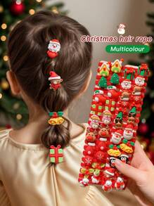 10/20/30pcs Cute Cartoon Christmas Hair Scrunchies For Women - Multicolor - View 4