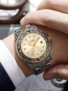 Modische Herrenuhr aus Edelstahl mit Quarzwerk, Geschenkuhr für Feiertage, Ostern, Vatertag, Feiertage