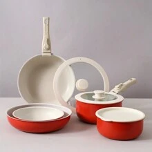 2 buc/Set Set de vase de gătit Maifanshi din aluminiu, inclusiv oală și tigaie antiaderență, potrivite pentru plită pe gaz și cu inducție, oale multifuncționale pentru fierbere de fructe de mare