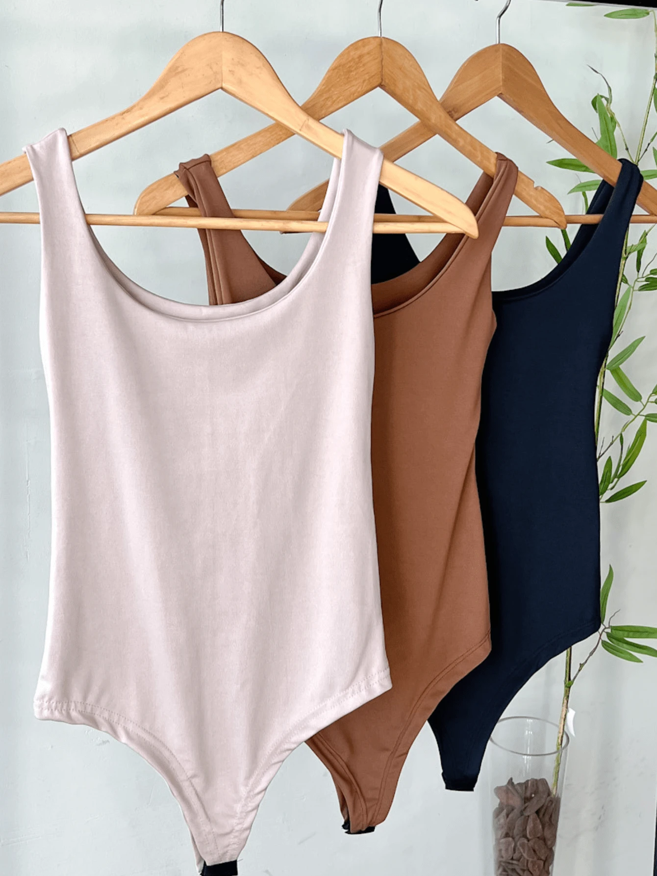Kit 3 Women's Bodysuit With Straps, Square Neckline, Casual Suplex - Rỉ Nâu - Xem 1