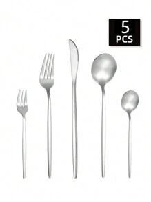5/20/30pcs Stainless Steel Portuguese Matte Flatware Set, Including Steak Knife, Fork, Spoon And Teaspoon, Kitchen, Christmas Gift