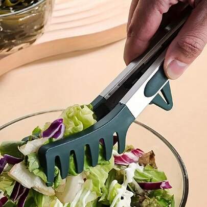 1 件厨房烹饪钳，适用于盛放意大利面、牛排饼、披萨、沙拉、蔬菜、水果、烧烤、自助餐