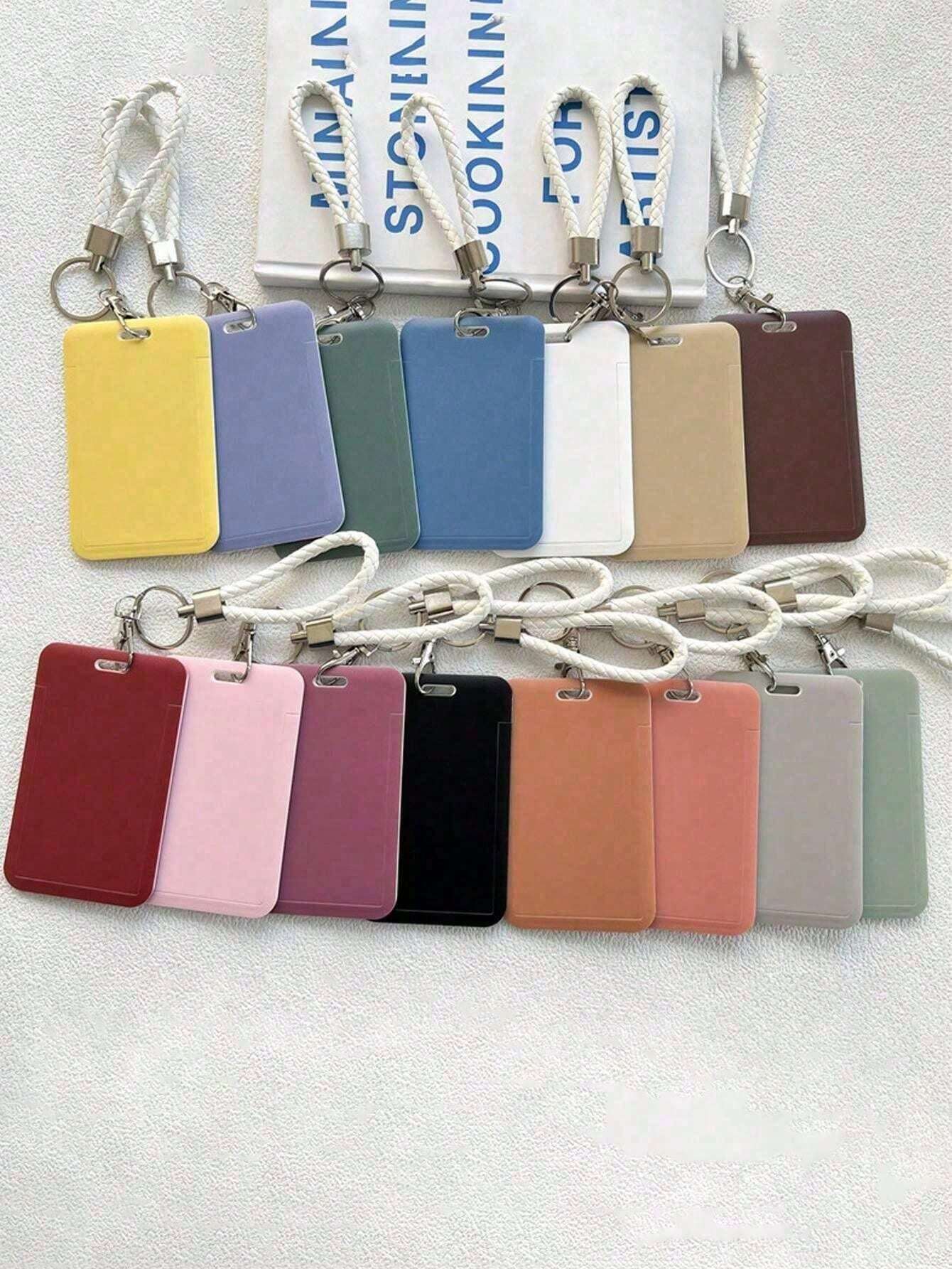 Solid Color Hard ID Card Holder, Plastic Bus Card Protective Cover