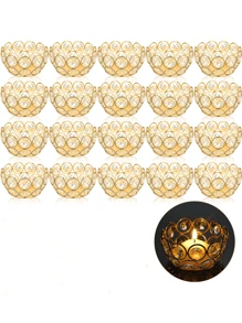 20 Pcs Tea Light Candle Holders Votive Candle Holders Crystal Tealight Holder Bowl Candle Stands Decorative Jewel Candle Centerpiece For Wedding Party Home Table Decor,Halloween And Decorations - Two colors - View 2