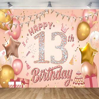 1pc Colorful Balloon Birthday Gift Hanging Banner, Birthday Party Decoration Background, Christmas