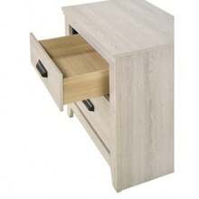 Contemporary 2-Drawer Nightstand End Table Beige White Finish Two Storage Drawers Bedroom Furniture