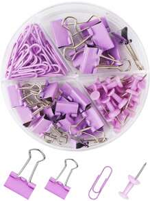 Set da 65 pezzi di fermagli per raccoglitori resistenti alla ruggine, graffette, puntine, organizer per cancelleria, colori macaron, per il ritorno a scuola, forniture scolastiche