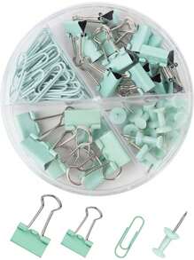 Set da 65 pezzi di fermagli per raccoglitori resistenti alla ruggine, graffette, puntine, organizer per cancelleria, colori macaron, per il ritorno a scuola, forniture scolastiche