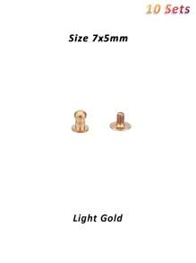 10 Sets Copper 5/6/8mm Round Head Button Screws Stud Rivets, Leather Rivets Craft Belt For DIY Craft Leather Craft Repairs Decoration (Light Gold/Silver/Gun Black) - Gold - View 12