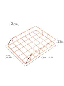 1/2/3/4pcs Nordic Iron And Metal A4 Document Frame Magazine Organizer With Stackable Document Organizing Basket - Rose Gold - View 9