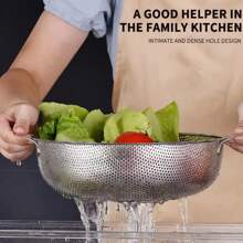 不锈钢多用途滤锅 - 厚实的网篮，配有双手柄，用于沥干和冲洗水果和蔬菜 - 銀色 - 查看 5