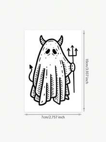 1 pieza Pegatina de tatuaje temporal con patrón de fantasma demoniaco de Halloween, material de PVC resistente al agua adecuado para personas de moda de - Negro - Ver 5