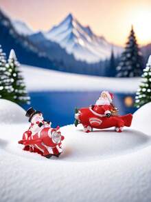 1 件圣诞树脂创意微景观圣诞老人、雪人、飞机家居装饰、节日派对桌上装饰品、万圣节、万圣节装饰 - 彩色 - 查看 4