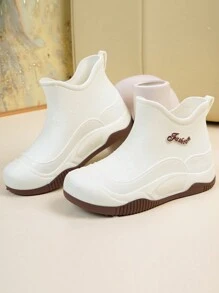 New Fashion Beige Waterproof Rainboots, Anti-Slip And Abrasion Resistant Work Shoes, Ladies Rain Boots For Students And Outdoor Activities, Waterproof Shoes For Kitchen, Car Washing And Outdoor - White - View 1