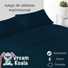 Sabanas Matrimonial 1800 Hilos Tacto Algodon Egipcio - AZUL PLUMBAGO - Ver 2