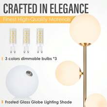 Floor Lamp Gold For Bedroom - 3 Color Options Moderm Floor Lamps For Living Room, Mid Century Standing Lamp Home Decor For Bedrooms Office(Gold-Black, LED Bulbs Included) - 查看 3