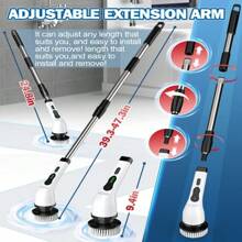 IAGREEA Electric Spin Scrubber, Cordless Cleaning Brush, Shower Cleaning Brush With 9 Or 6 Brush Heads 2H Power Dual Speed, Adjustable Extension Handle, 360 Cordless Cleaning Brush For Bathroom, Bathtub, Tiles, USB-C Charging Cable, Rotating Cleaning Brush, 2000mAH