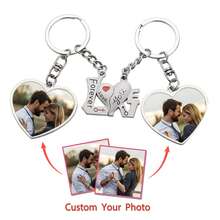 Llavero personalizado con foto, llavero personalizado con foto por ambos lados como regalo conmemorativo familiar - Corazón - Ver 1