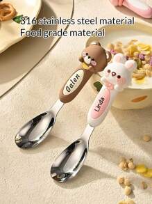 Custom Name Tableware Set, Personalized Spoon Fork And Knife, Customized Kids Utensils, Customizable Birthday And Christmas Gift, Kids Gift, Family - Style 1 - View 3