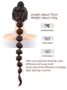 編織黑暗棕色30寸超長合成纖維纖維馬尾適合女士 - Dark Brown - 查看 4