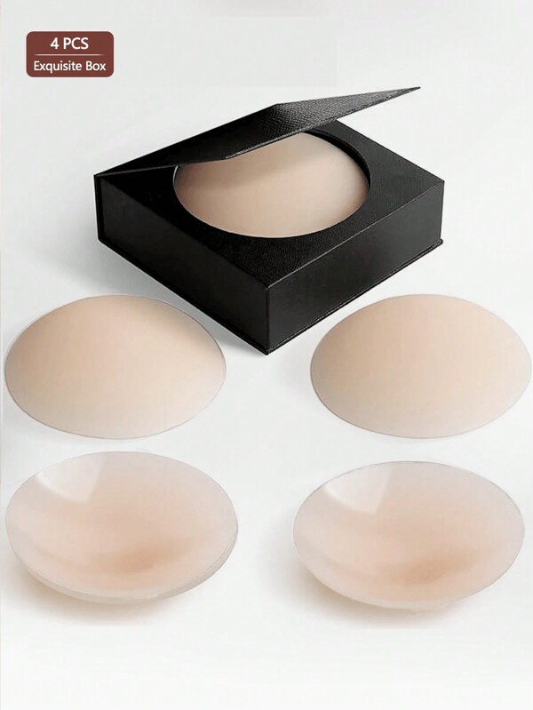 4 Stück Premium wiederverwendbare Silikonbrustaufkleber ohne sichtbare Nippel, waschbare Nippelaufkleber ohne Klebstoff für Frauen, geeignet für Hochzeitskleider, rückenfreie Kleider, Fotografie, Abendkleider, Party Accessoires