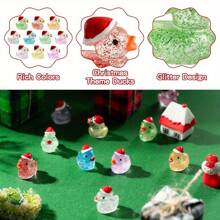 12/24/40/100Pcs Christmas Mini Resin Ducks Glitter Miniature Christmas Hat Duck Figures Tiny Duck Ornaments Micro Landscape Fairy Garden Accessories(Random Color)