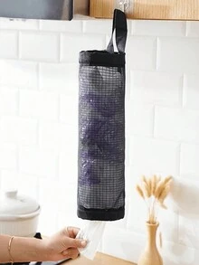 1 túi treo đựng túi đựng rác, túi đựng giày có dây rút treo tường, túi đựng đồ dùng nhà bếp bằng nhựa, túi lưới dệt, giá đựng túi nhựa có lưới treo để đựng đồ dùng học tập và đồ dùng học tập cho học sinh trở lại trường - màu đen - Xem 4