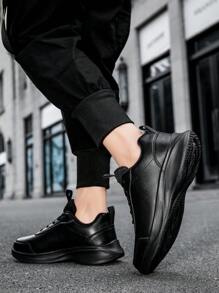 Men's Sports Shoes, PU Leather Waterproof Unisex Casual Shoes, Thick Sole Outdoor Running Daily Wear Autumn New Arrival, Extra Large Size