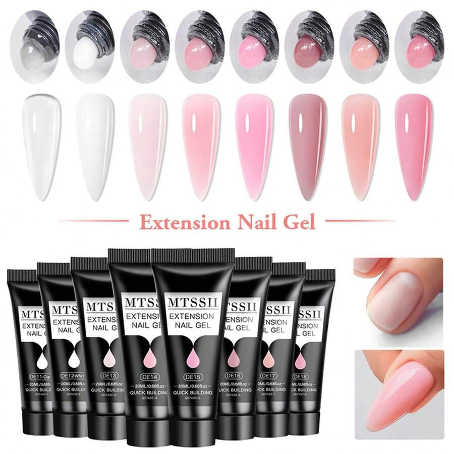 13PCS/Set 20ml Poly Extension Nail Gel Set 6W LED Lamp Base Top Coat