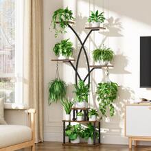 BACEKOLL 66" Tall Plant Stand Indoor With Grow Light - 7 Tiered Metal Plant Shelf Indoor, Plant Stands For Indoor Plants Multiple, Tree Shaped Flower Stand Holder, Corner Plant Rack For Living Room, Patio