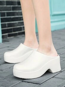 Women 7CM Thick Sole Waterproof Slide Sandals, Anti-Slip & Lightweight Increase Height Outdoor Slippers - White - View 1