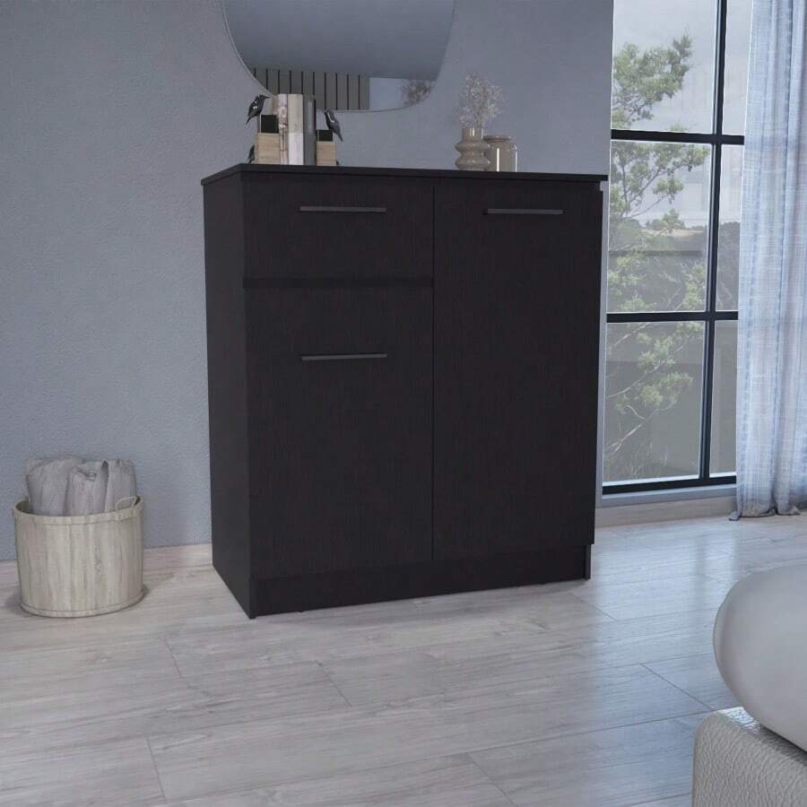 Idaho Dresser With 2-Door Cabinets And Drawer -Black - Đen + Ván dăm + Ván dăm như hình - Xem 1