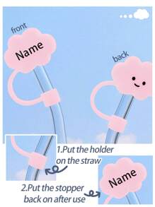 3Pcs Personalized Straw Cover With Name, Silicone Soft Glue Large Diameter 10mm Straw Cap Cartoon Doll PVC Dust Plug Straw Protection Cover, Compatible With Cup Water Bottle - 3Pcs(three Colors) - View 6