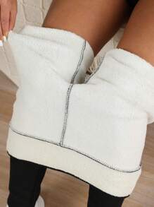 3D 刺绣厚羊毛保暖裤，附赠保暖地板袜，冬季