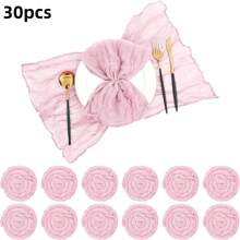 6/12/18/24/30 Pieces Purple Gauze Cheese Cloth Napkins, Multi-Color Optional Cheese Cloth Napkins Bali Cheese Cloth Napkins, Rustic Bohemian Lavender Napkins, Lavender Napkins For Family Dinners, Restaurants, Wedding Receptions, Dinners, Holiday Parties, Table Decorations