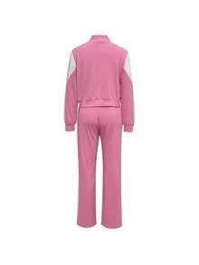 2pcs Women's Fashion Tracksuit Set, Colorblock Zipper Jacket And Casual Long Pants, Autumn & Spring Pink - Pink - View 3