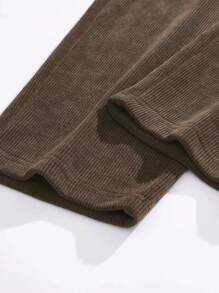 1 pieza Pantalones informales de pana recta de estilo retro para hombre, caqui