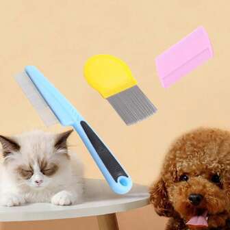1 件不锈钢宠物梳子，适用于猫和狗的除蚤梳，易于使用的美容工具，用于去除松散的毛发