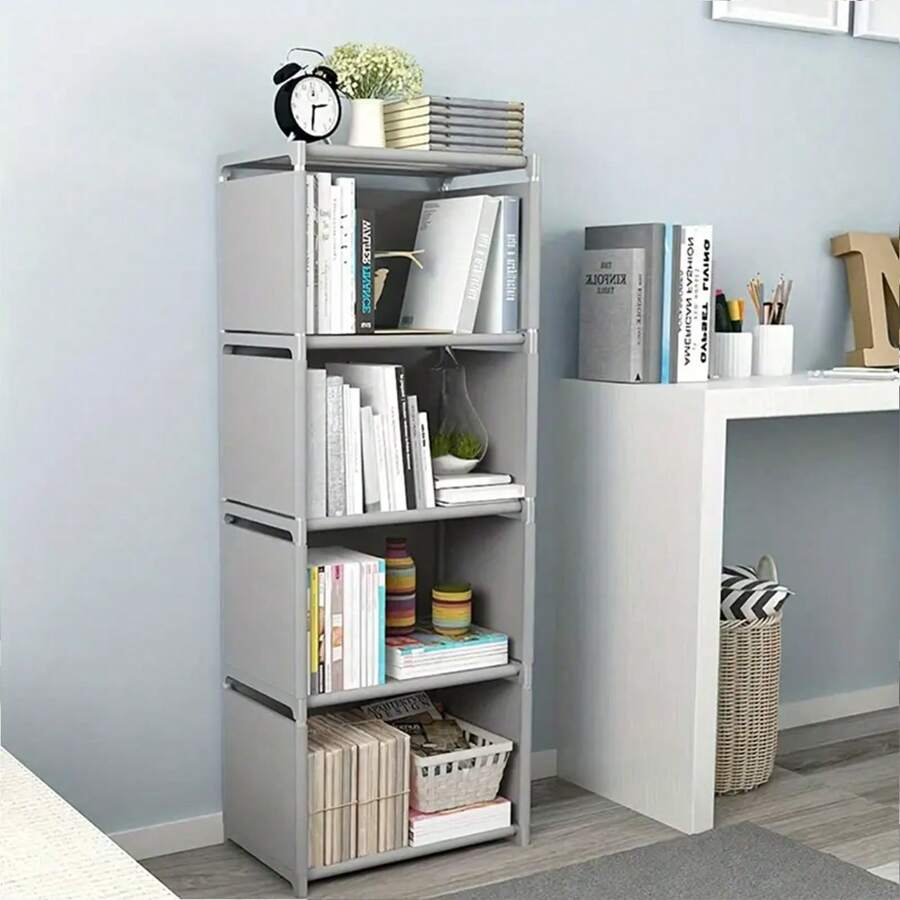 Portable Bookshelf, Cubic Storage Cabinet Organizer, Bookcase For Living Room, Study Room, Bedroom, Gray