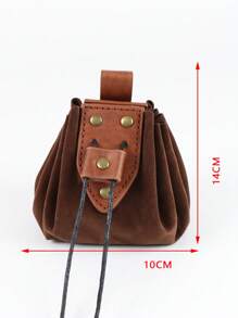 1 件黑色/棕色中世纪文艺复兴腰带袋抽绳腰包维京便携式腰包中世纪便携式零钱包角色扮演道具万圣节 - A - 查看 3