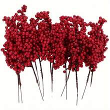 20pcs Vibrant Red Artificial Berries For Christmas Tree Decorations- DIY Holiday Decor Accessories,Room Living Room Decoration(One Size=20pcs) Home Decor Christmas Decorations
