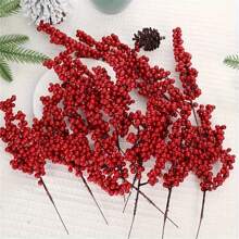 20pcs Vibrant Red Artificial Berries For Christmas Tree Decorations- DIY Holiday Decor Accessories,Room Living Room Decoration(One Size=20pcs) Home Decor Christmas Decorations