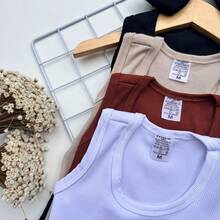 Kids' Ribbed Racerback Tank Top Stylish Girls' Clothing - 黑色 - 查看 4