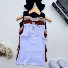 Kids' Ribbed Racerback Tank Top Stylish Girls' Clothing - 黑色 - 查看 6