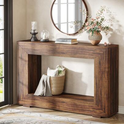  Tribesigns Table Console, Table d'entrée, 120 x 30 x 83.5cm, Table d'appoint, Table de Couloir, Table Console avec Espace de Rangement dans l'entrée pour Entrée, Couloir, Salon, Marron Rustique
