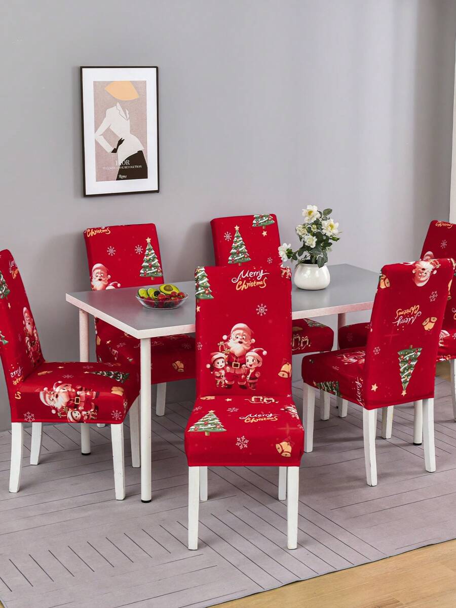 4/6pcs Spandex Stretch Dining Chair Covers, Printed Floral Chair Protector Slipcovers For Home Decor, Hotel, Restaurant And Banquet Hall - Multicolor - View 1