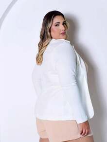 "Blaze Plus Size Long Sleeve - Elegance And Comfort In Style" "Blaze Plus Size Long Sleeve - Sophistication And Perfect Fit" "Blaze Plus Size Long Sleeve - Refined And Versatile Style For All Sizes" "Blaze Women's Long Sleeve Plus Size - Comfort And Style In Every Detail" "Blaze Long Sleeve Plus Size - The Ideal Choice For An Elegant And Comfortable Look" "Blaze Plus Size With Long Sleeve - Modernity And Sophistication For All Sizes" "Blaze Women's Long Sleeve Plus Size - Key Piece For A Sophisticated Look" "Blaze Plus Size Long Sleeve - Comfort And Refined Style In One Look" - 白色 - 查看 3