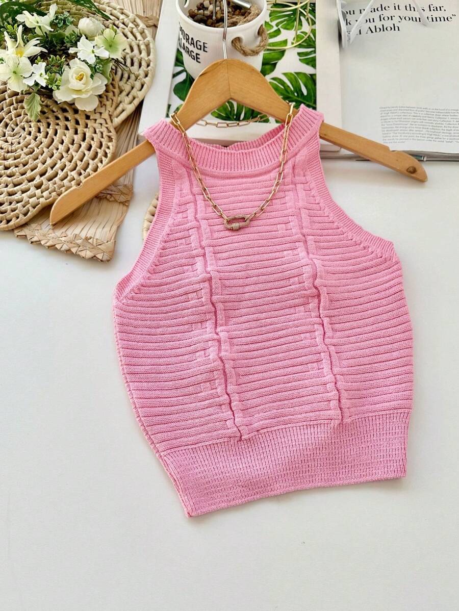 Cropped Modal Knit Top Women's Fashion Mariana Moda Top - Màu Hồng baby - Xem 1