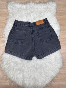 High Waist Ripped Mom Jeans Shorts Without Lycra - Gris - Ver 2